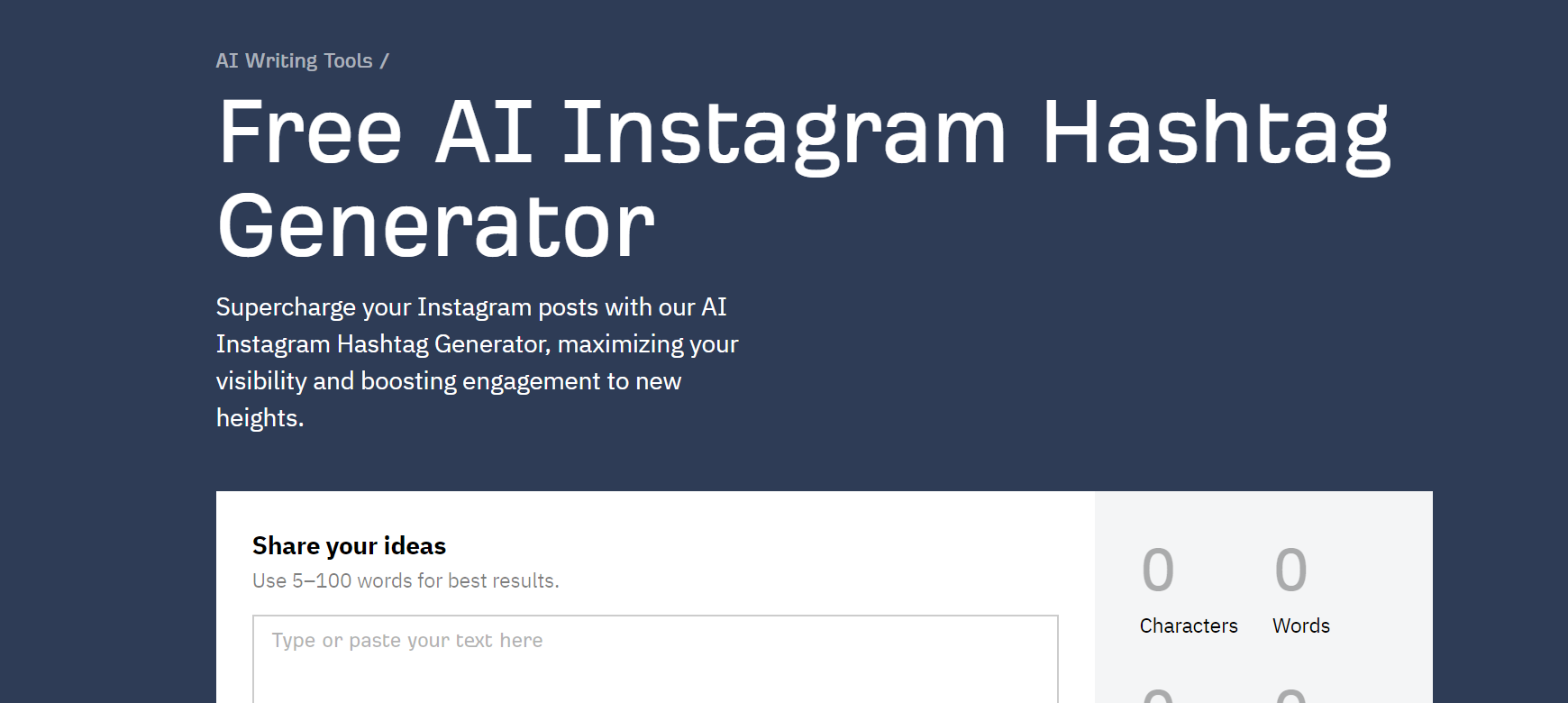 Gerador de hashtags para Instagram com foco em alcance