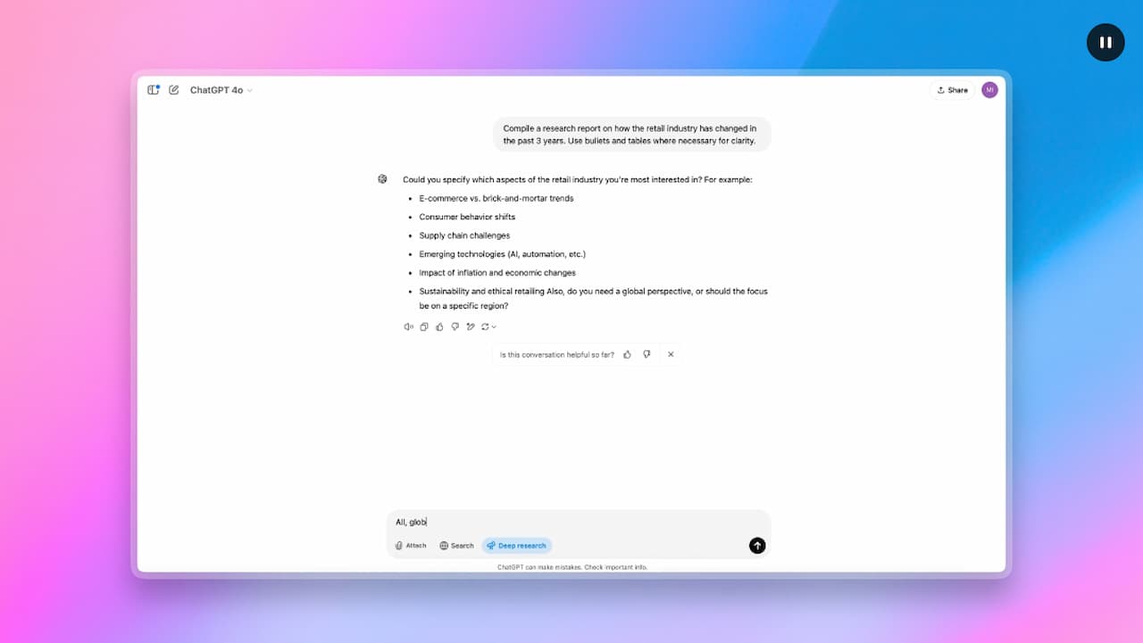 Deep Research da OpenAI acelera pesquisas complexas